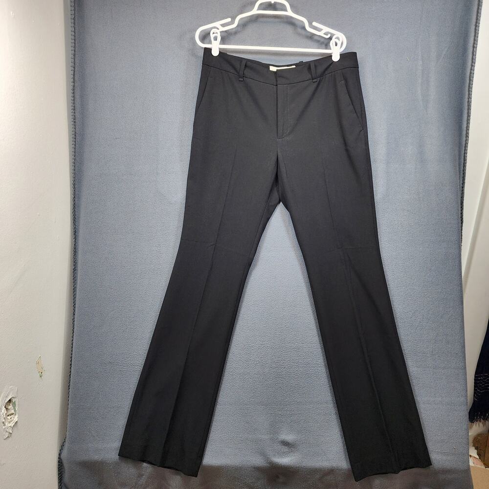 Zara Basic Womens Pants Trousers 12 Black Straight Leg Flat Front Office Classic